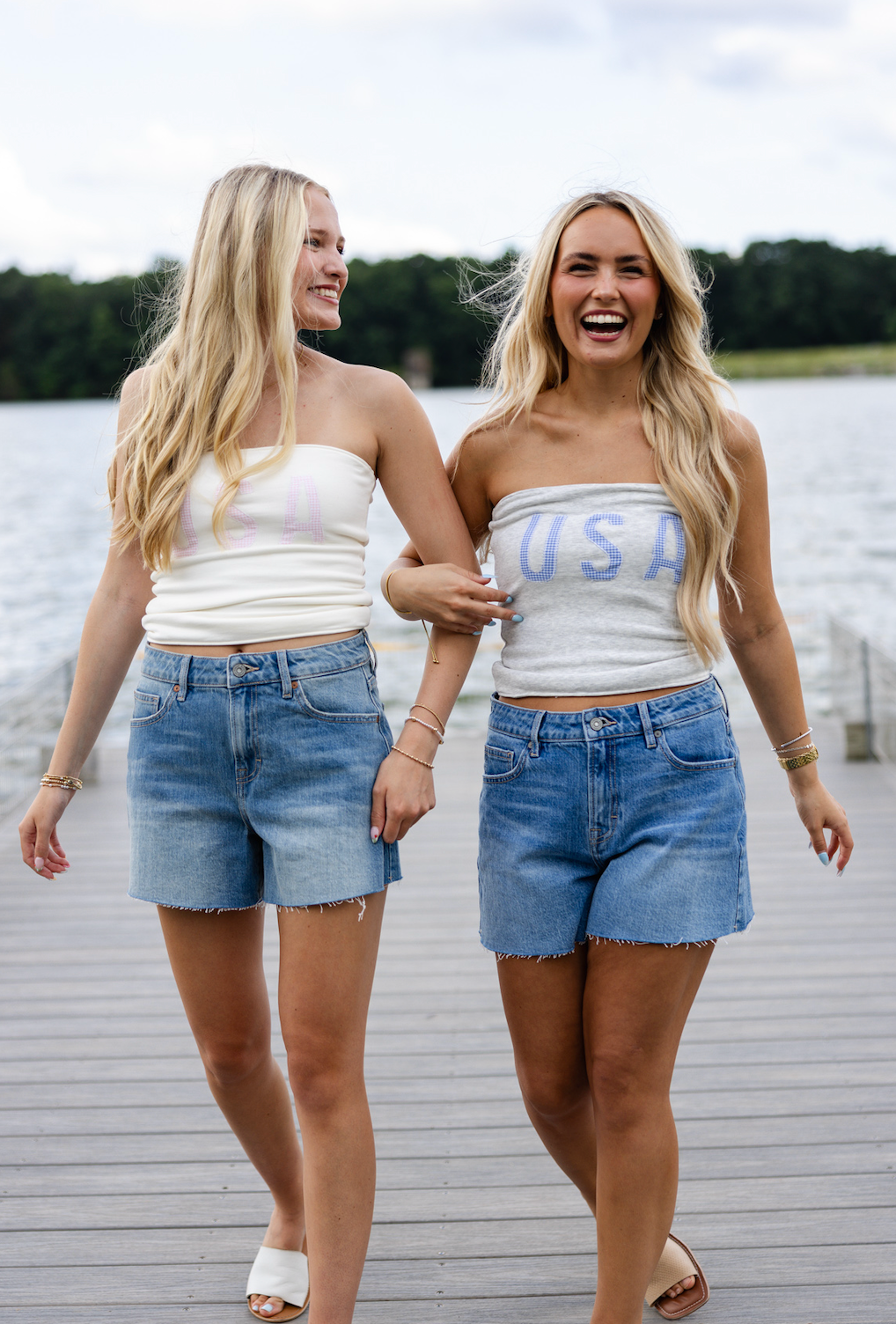 USA Gingham Tube Top Pink