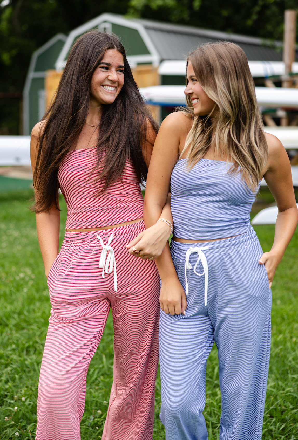 Stripe Tube Top & Pants Set of 2 Red