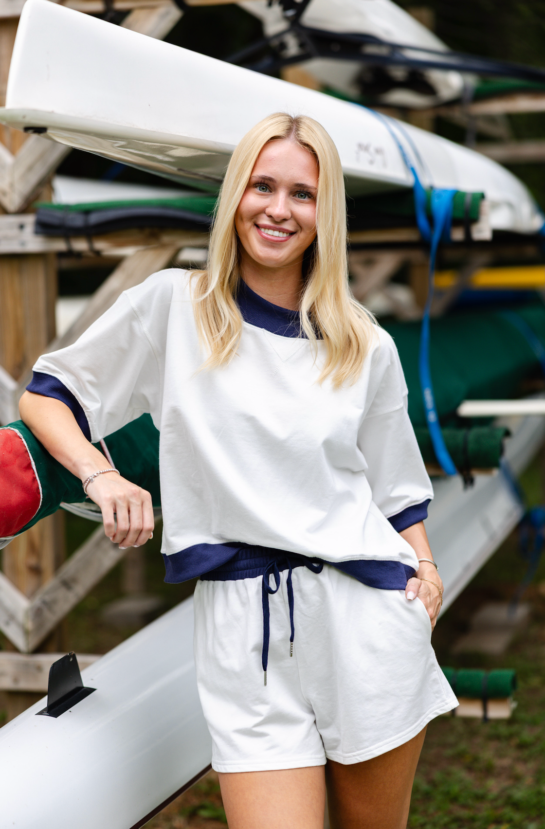 Contrast Mock Neck & Shorts Set of 2
