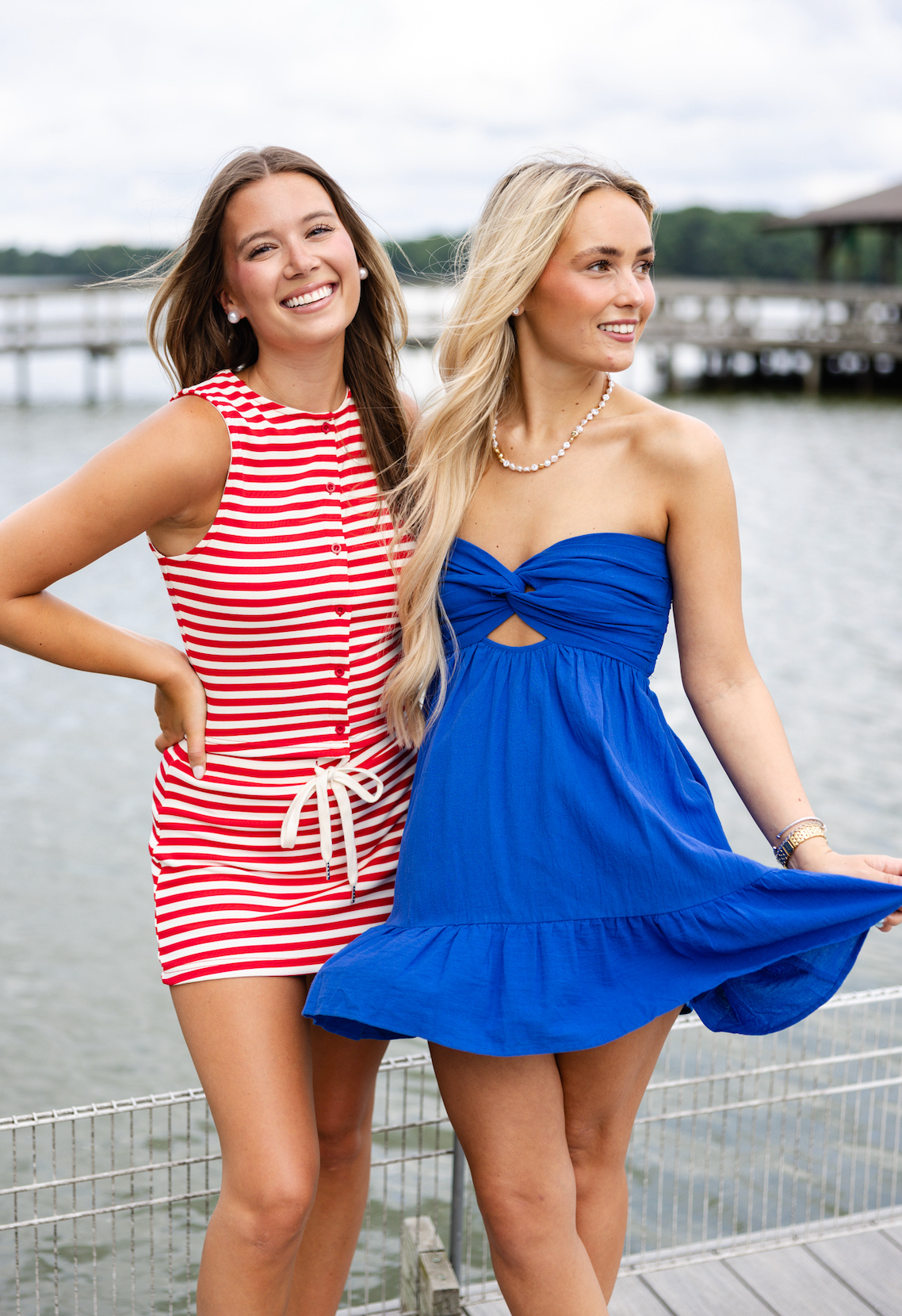 Strapless Keyhole Twist Dress Cobalt