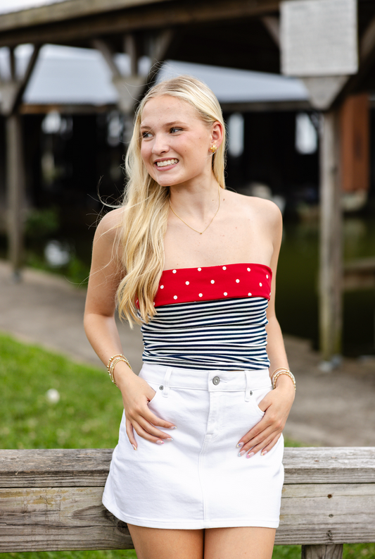Dante Strapless Polka Dot Top