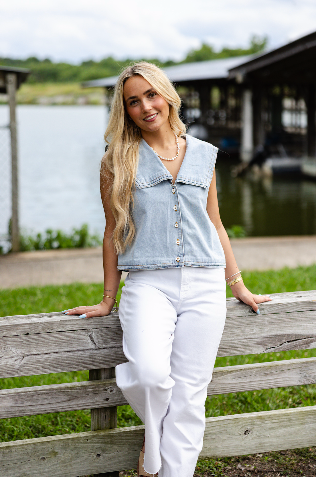 Saylor Denim Collar Top