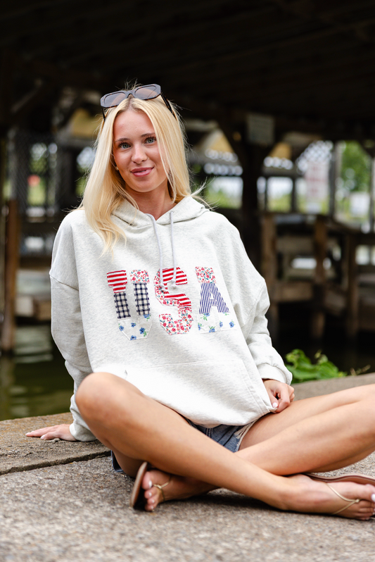 USA Floral Patchwork Hoodie