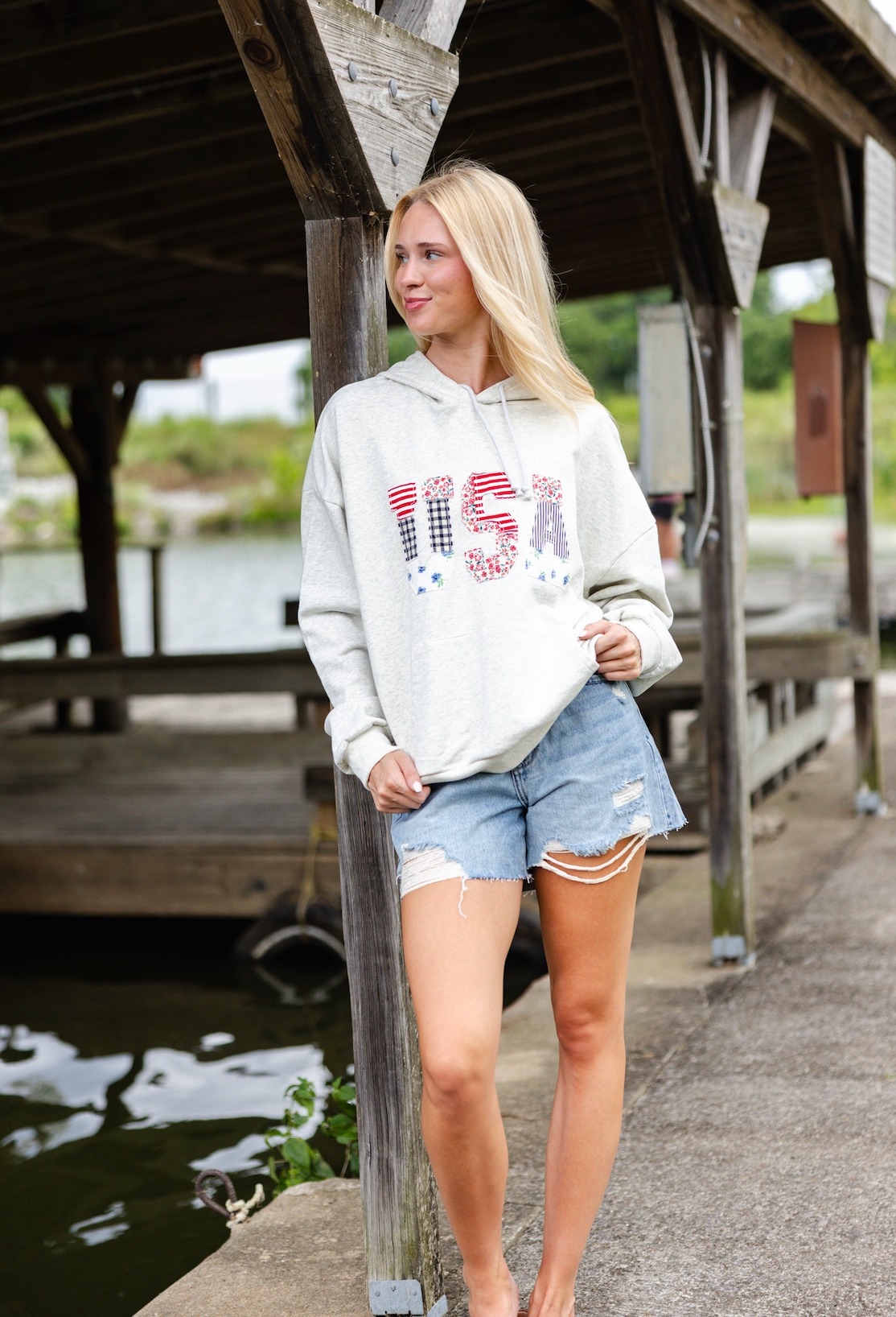 USA Floral Patchwork Hoodie