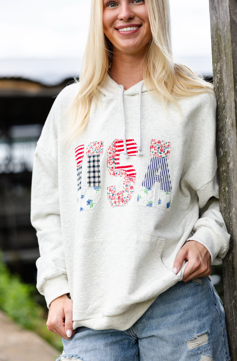 USA Floral Patchwork Hoodie