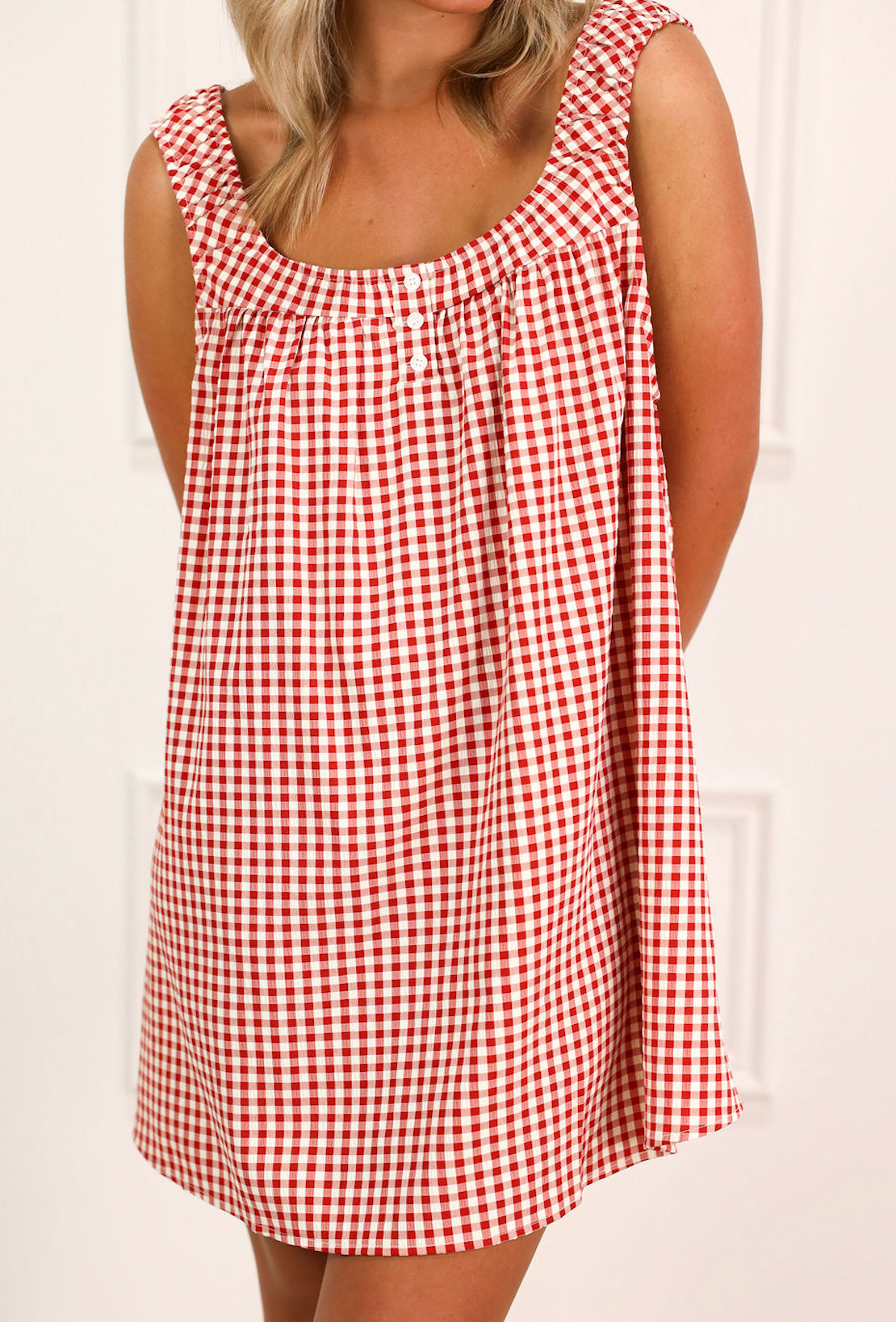 Beth Gingham Dress Red/Ivory