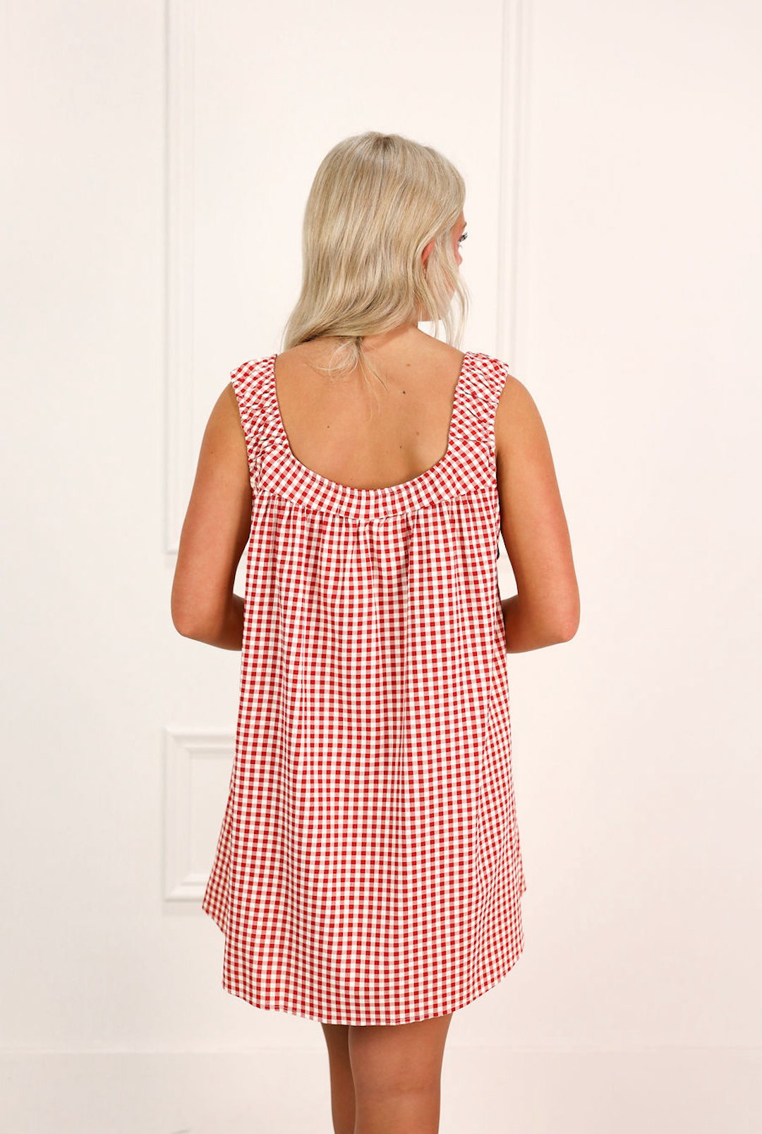 Beth Gingham Dress Red/Ivory