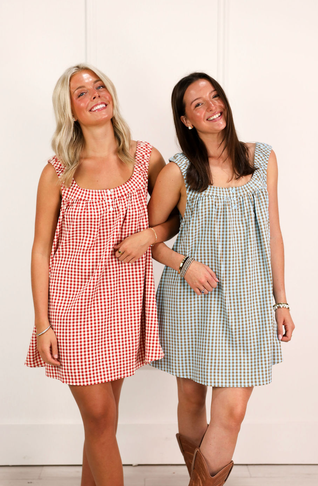 Beth Gingham Dress Blue/Brown