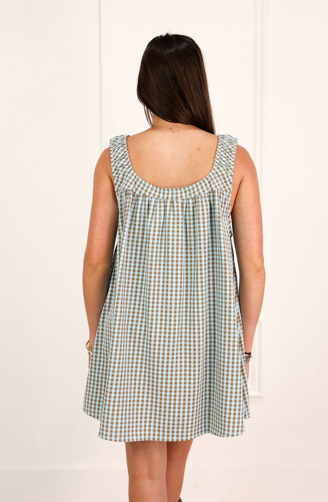 Beth Gingham Dress Blue/Brown