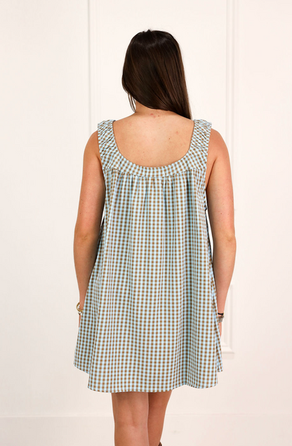 Beth Gingham Dress Blue/Brown