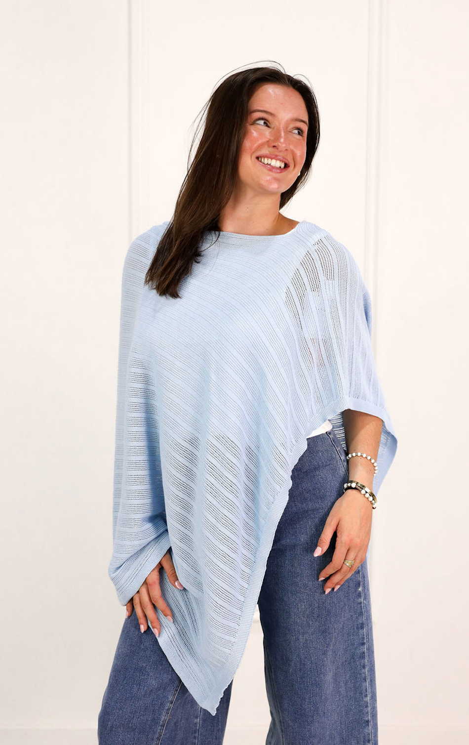 Asymmetrical Poncho Top Blue