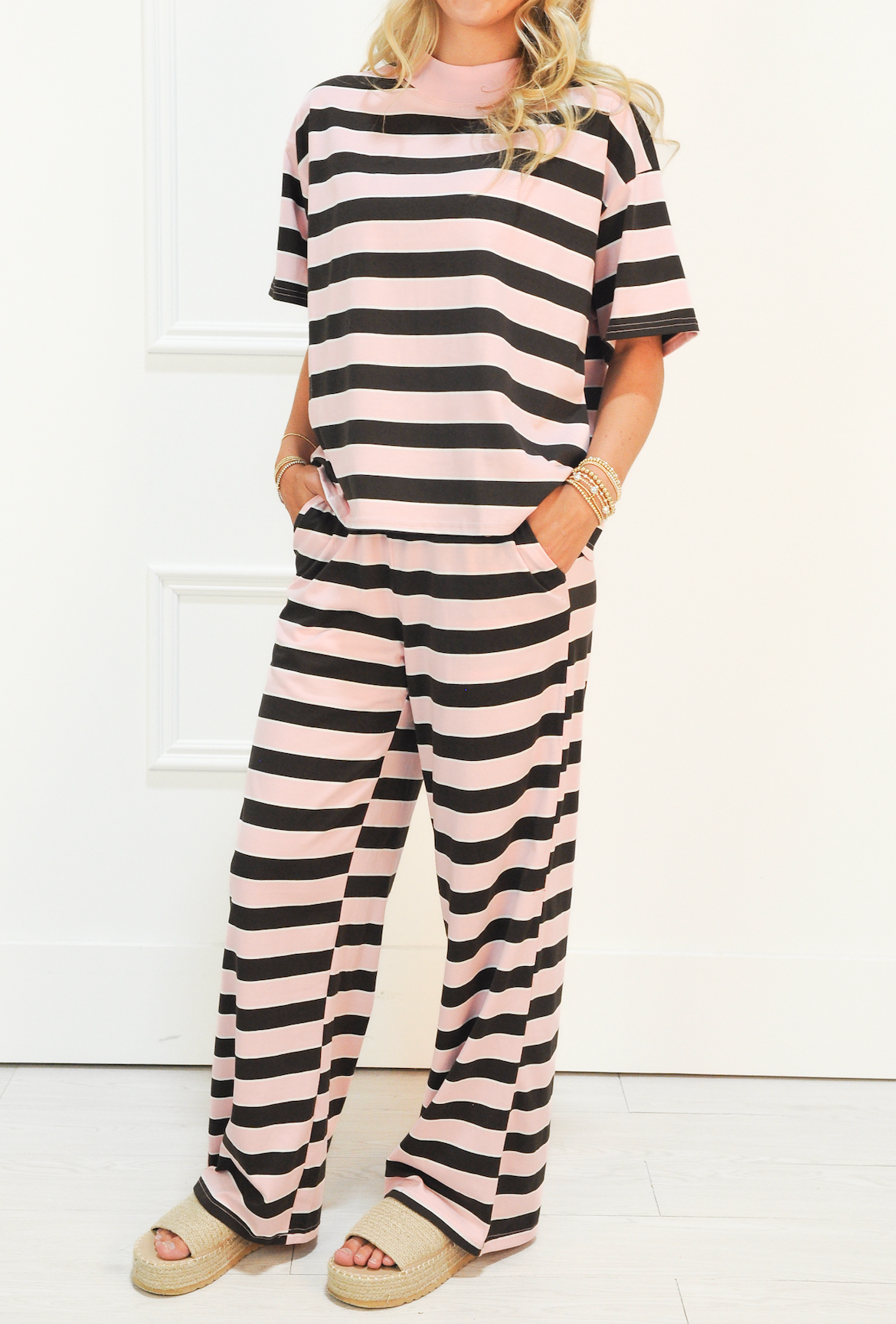 Pink/Brown Wide Stripe Pants