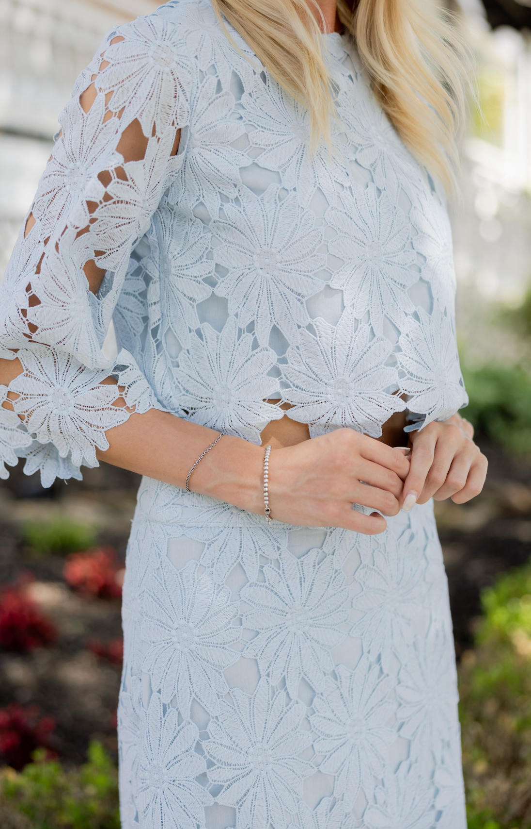 Floral Lace Top & Skirt Set of 2 Blue