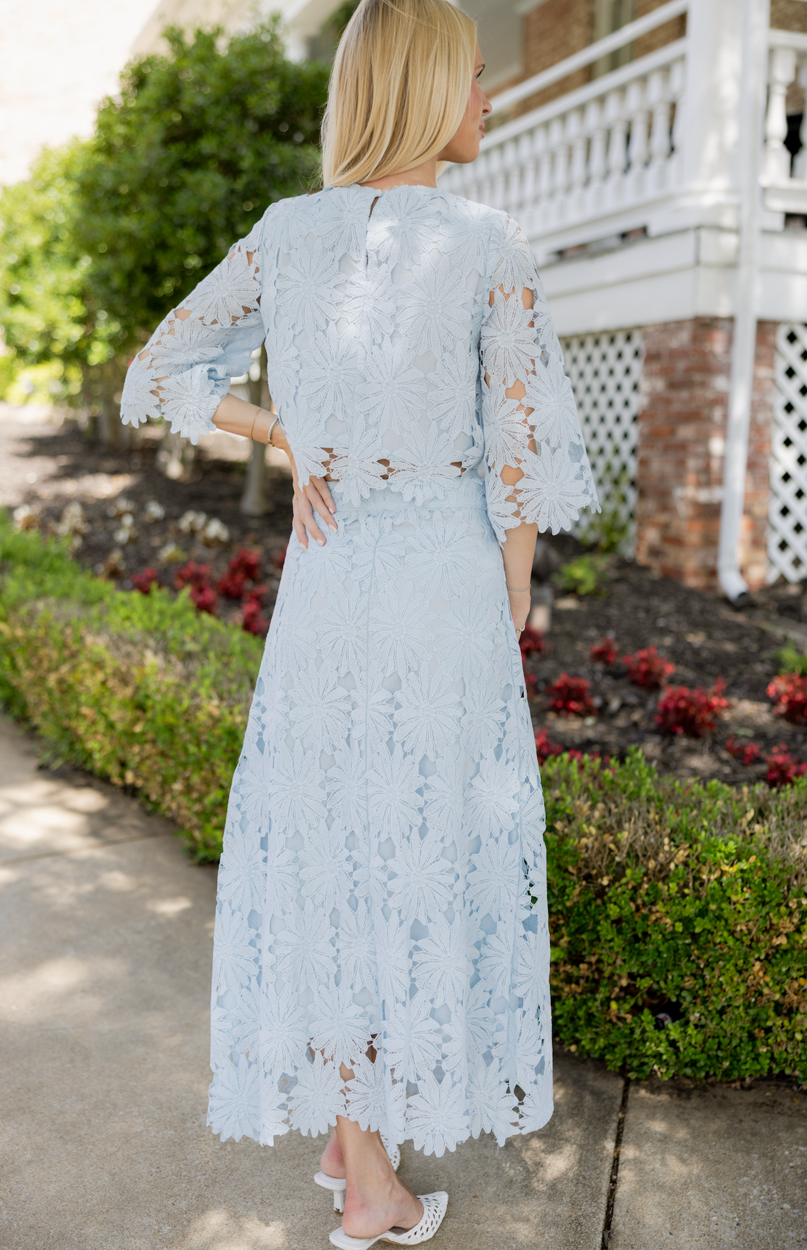 Floral Lace Top & Skirt Set of 2 Blue