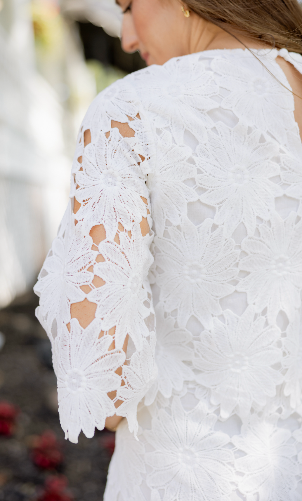 Floral Lace Top & Skirt Set of 2 White
