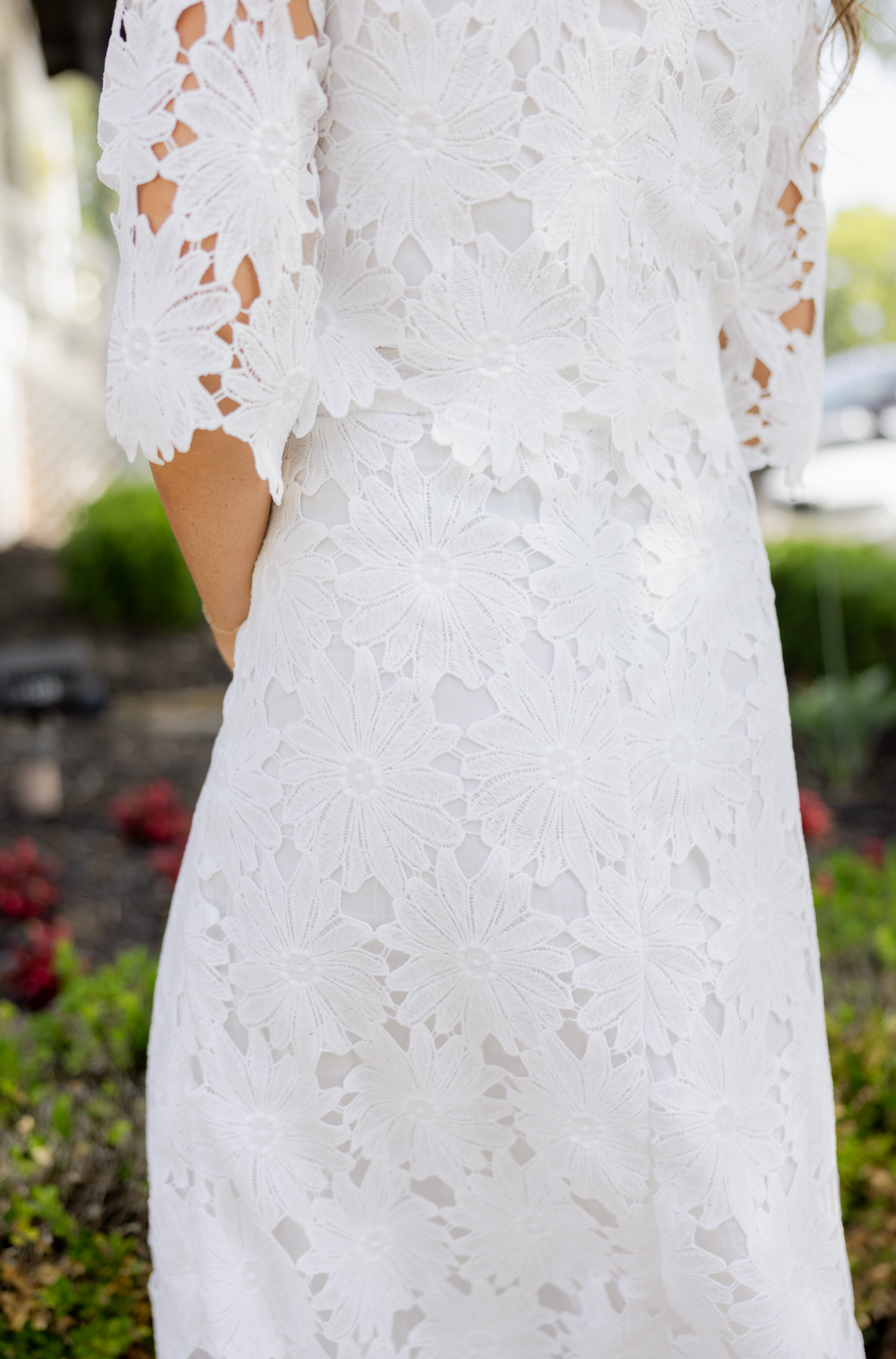 Floral Lace Top & Skirt Set of 2 White