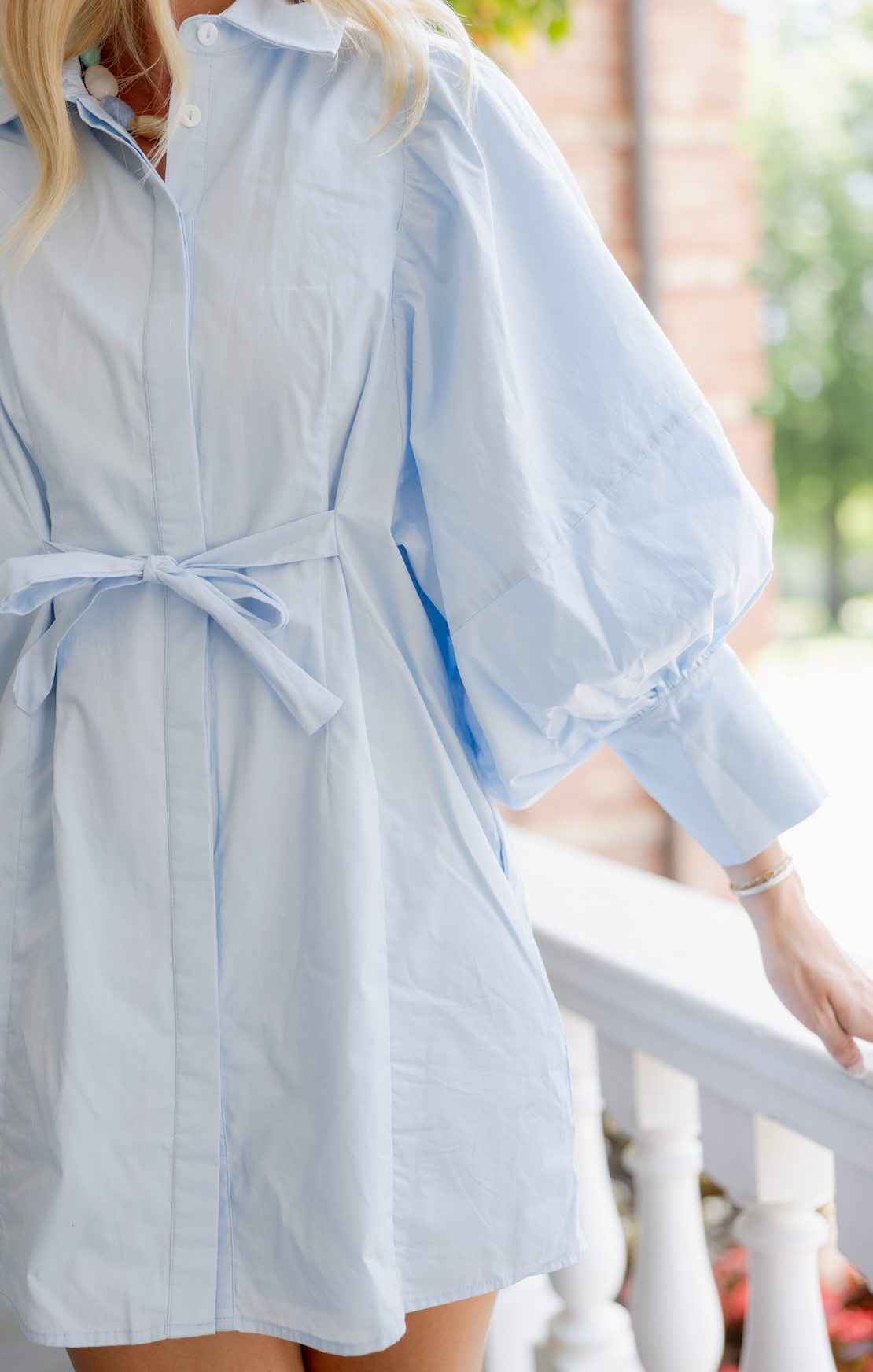 Big Sleeve Shirt Dress Soft Blue