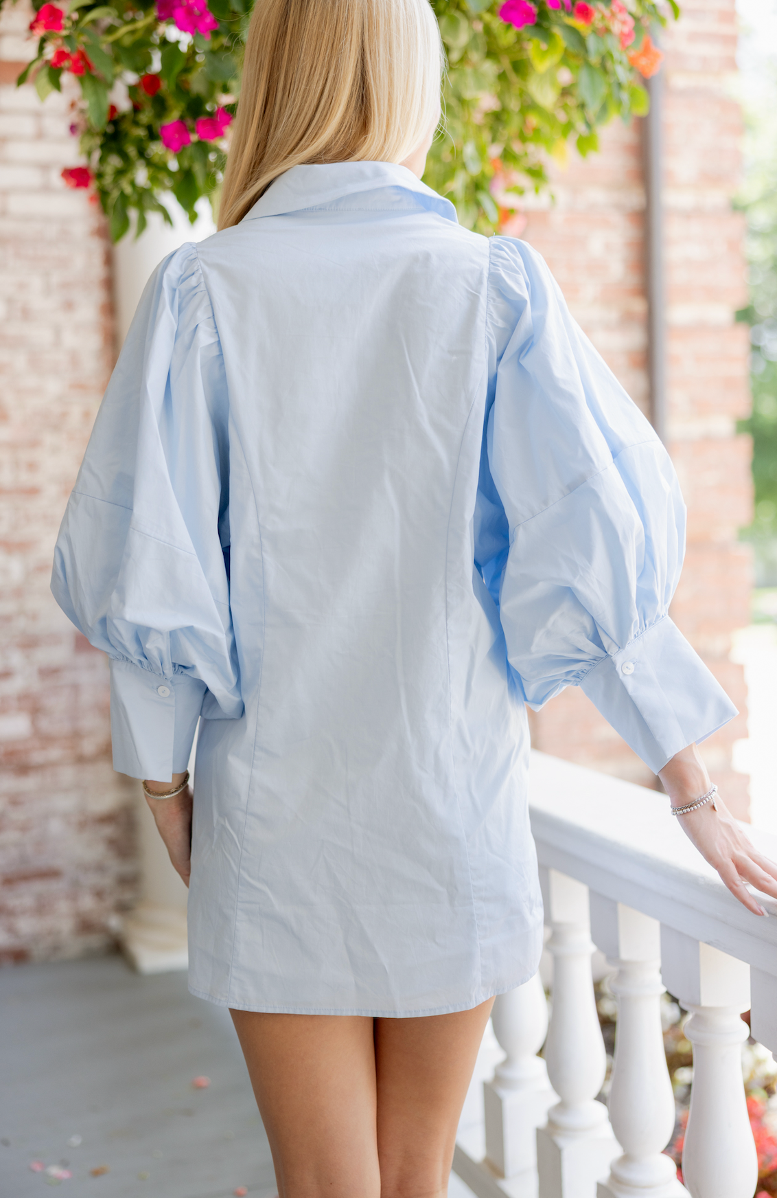 Big Sleeve Shirt Dress Soft Blue