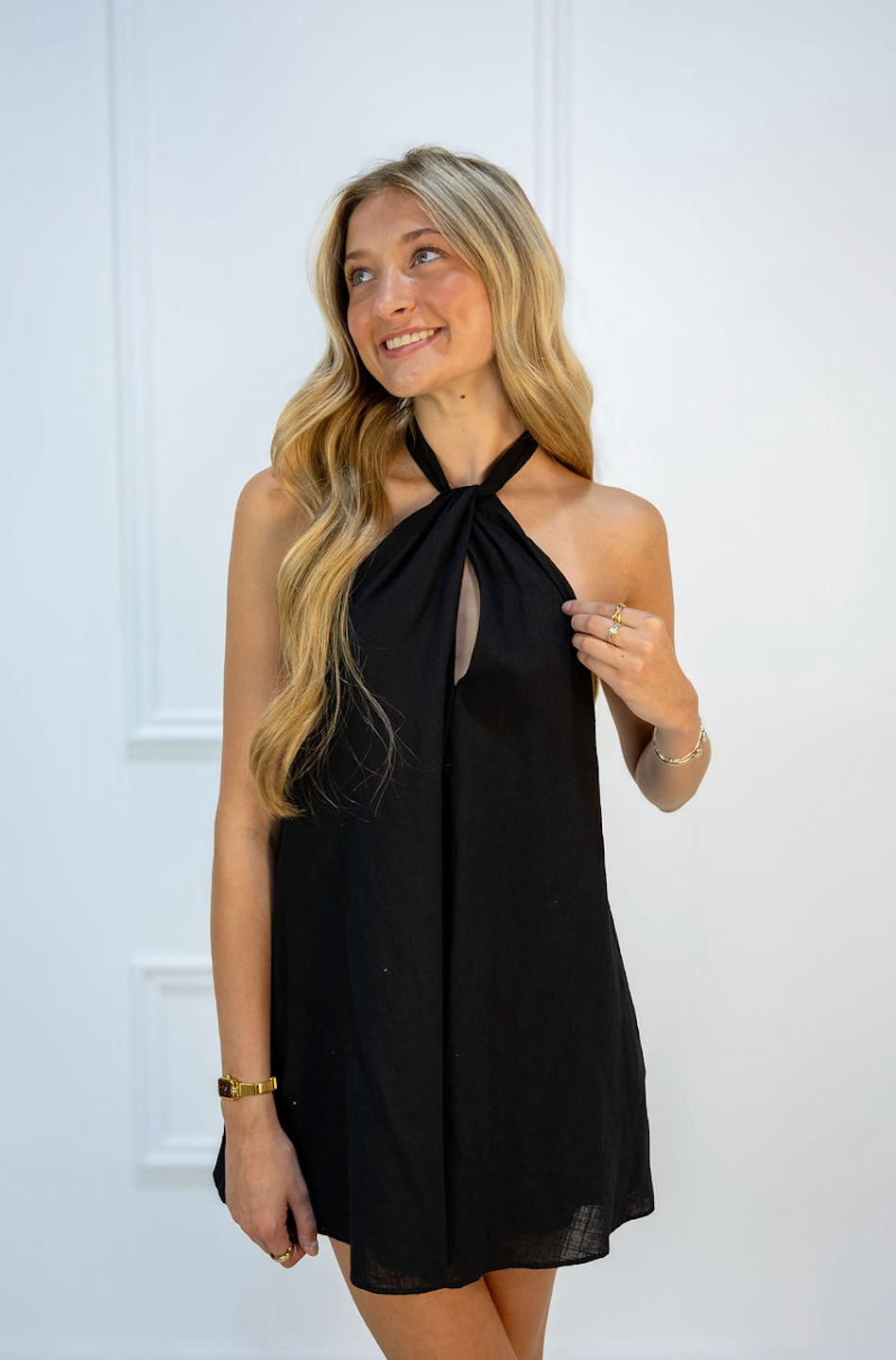Halter Keyhole Dress Black