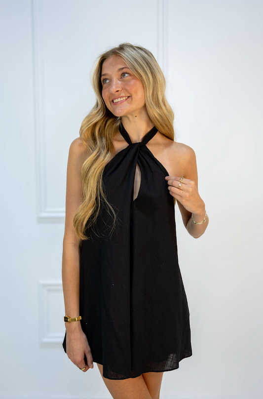 Halter Keyhole Dress Black
