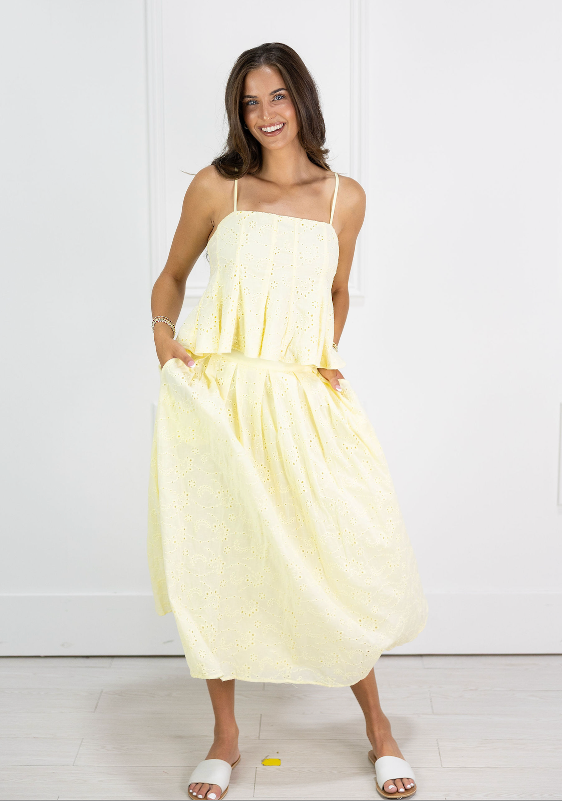 Eyelet Peplum Top & Skirt Set of 2