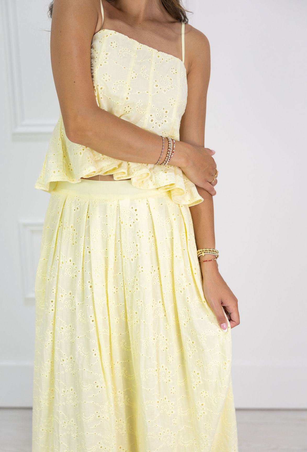 Eyelet Peplum Top & Skirt Set of 2