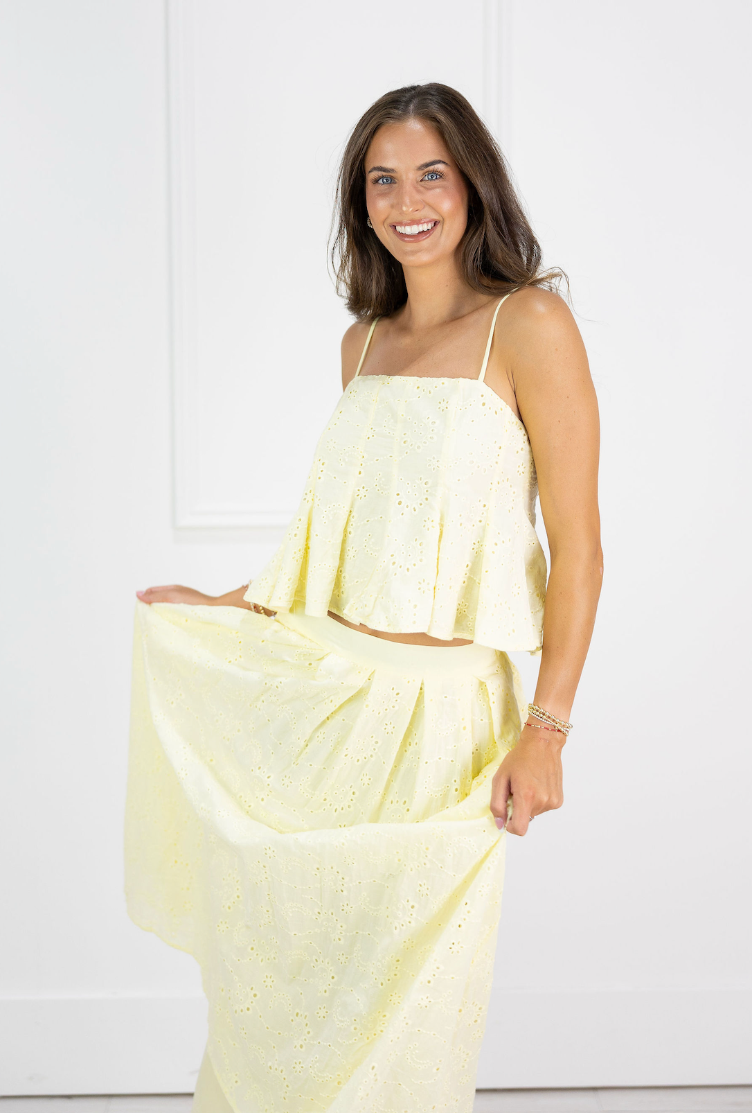Eyelet Peplum Top & Skirt Set of 2