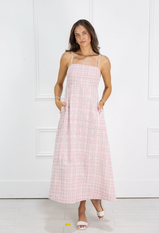 Camryn Pink Plaid Maxi Dress