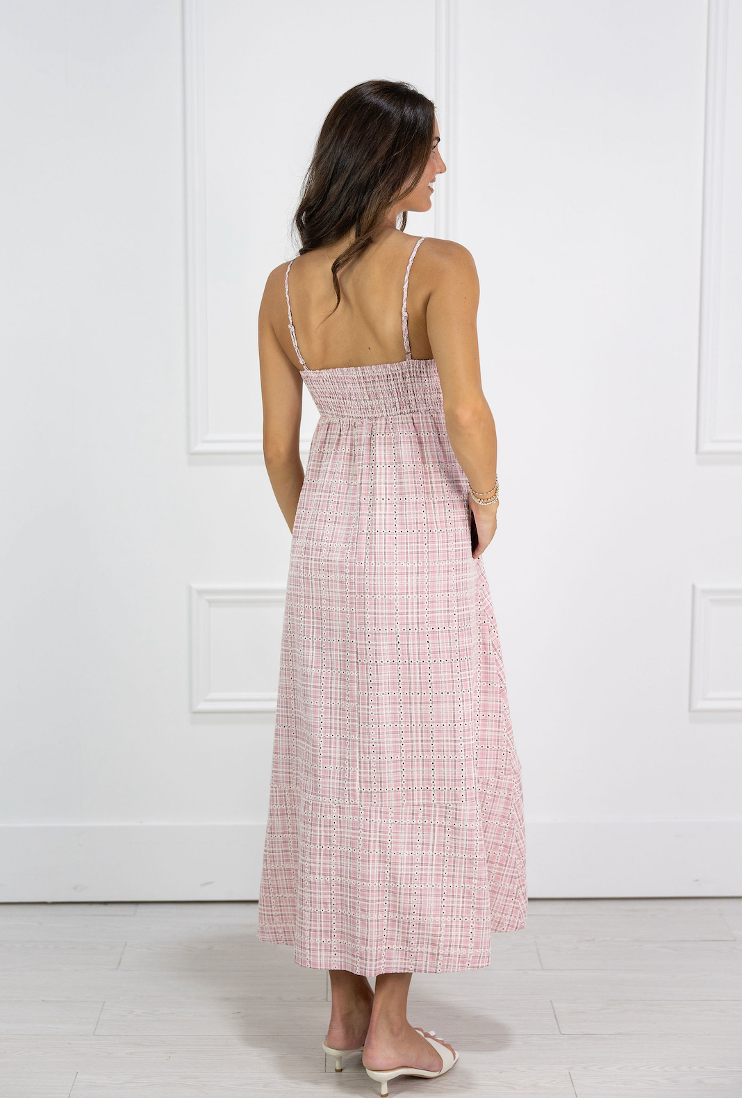 Camryn Pink Plaid Maxi Dress