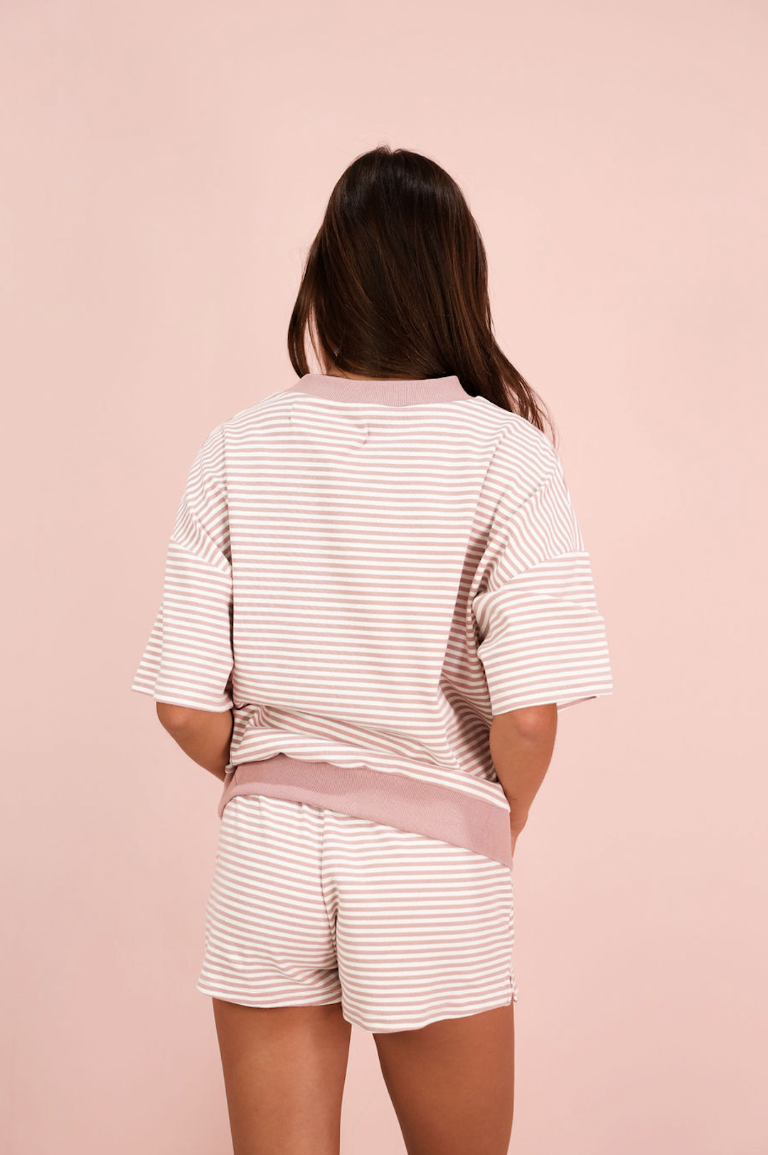 Mock Neck Stripe Top & Shorts Set of 2