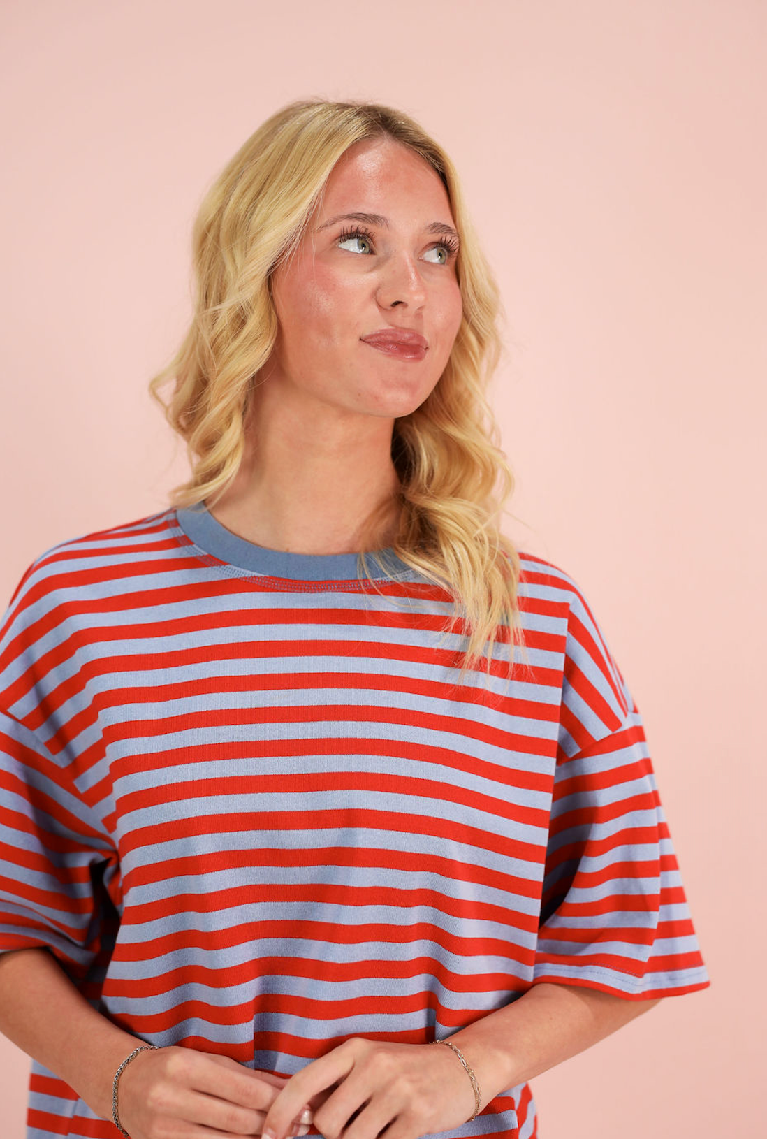 Short Sleeve Stripe T-shirt Red/Blue