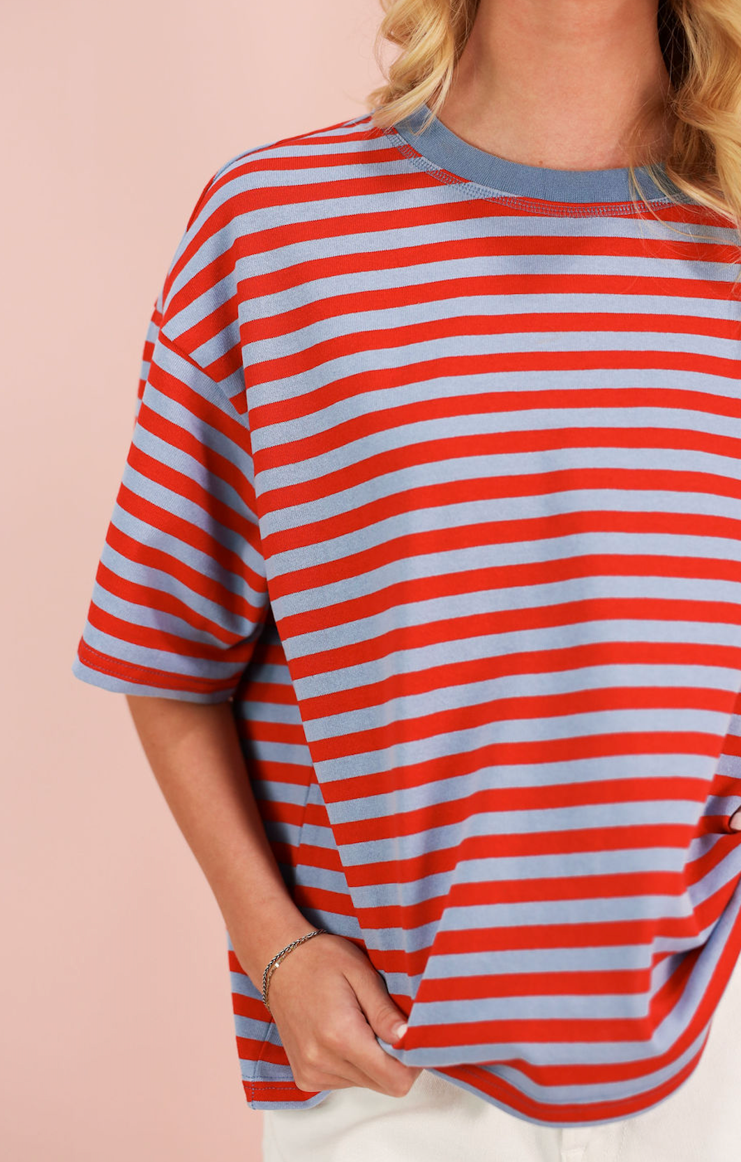 Short Sleeve Stripe T-shirt Red/Blue