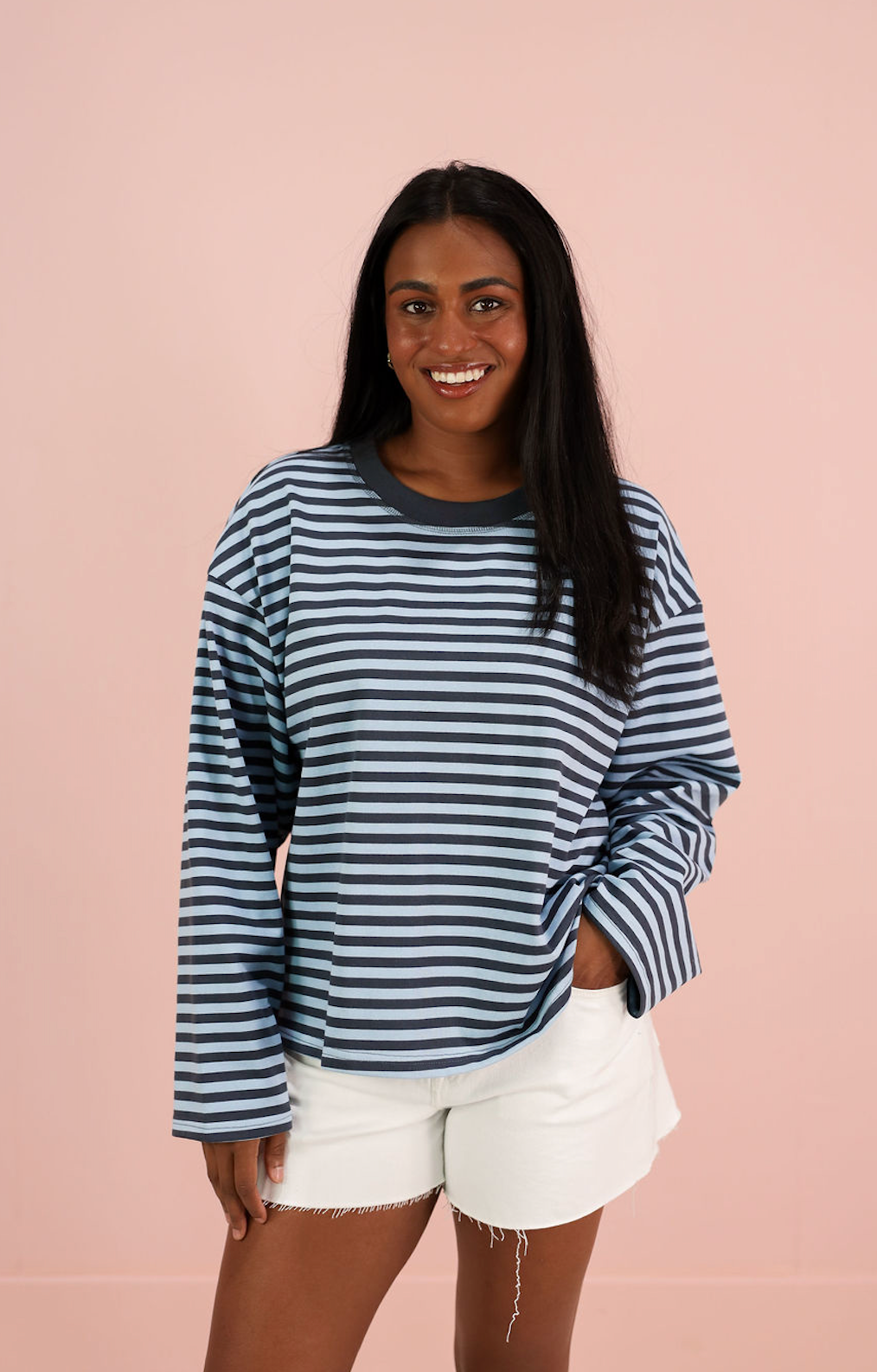 Striped Long Sleeve T-shirt Blue