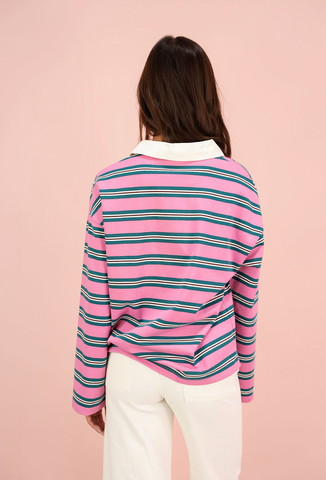 Pink/Green Polo Striped Top