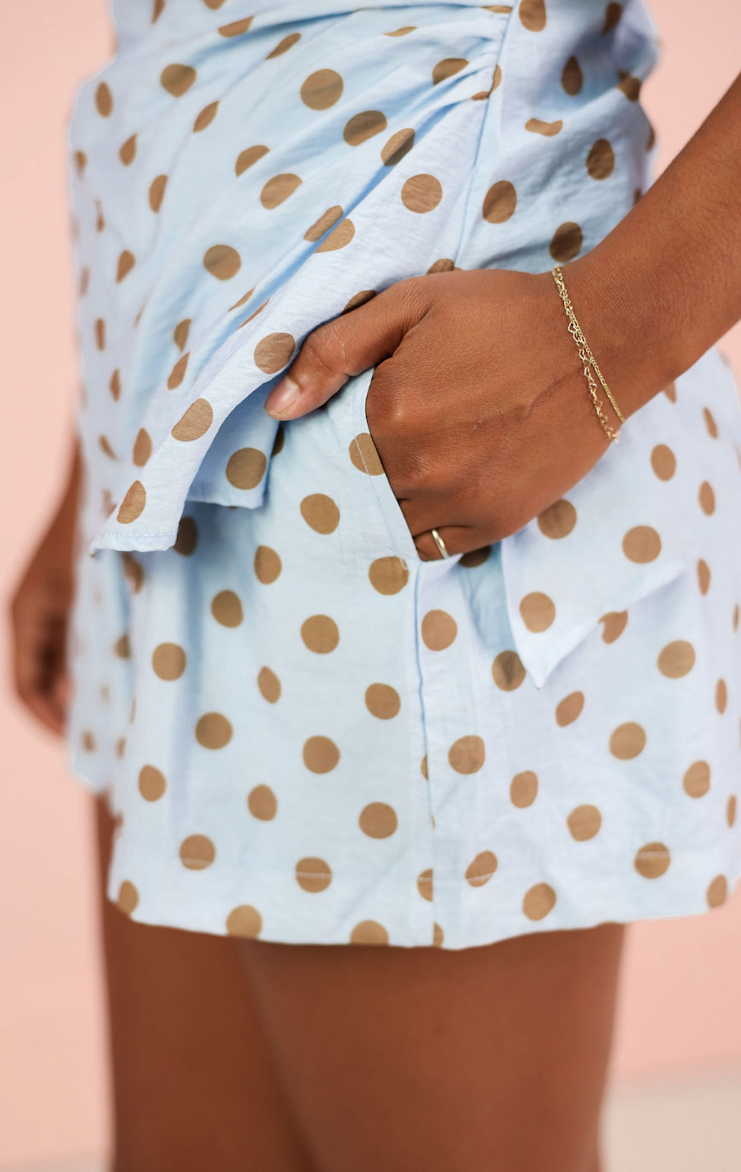 Polka Dot Strapless Top & Shorts Set of 2 Sky