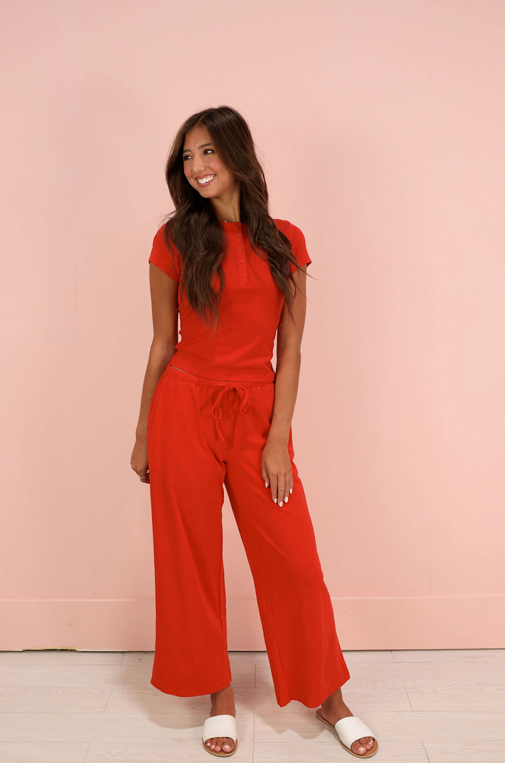 Red Henley Top & Pants Set of 2