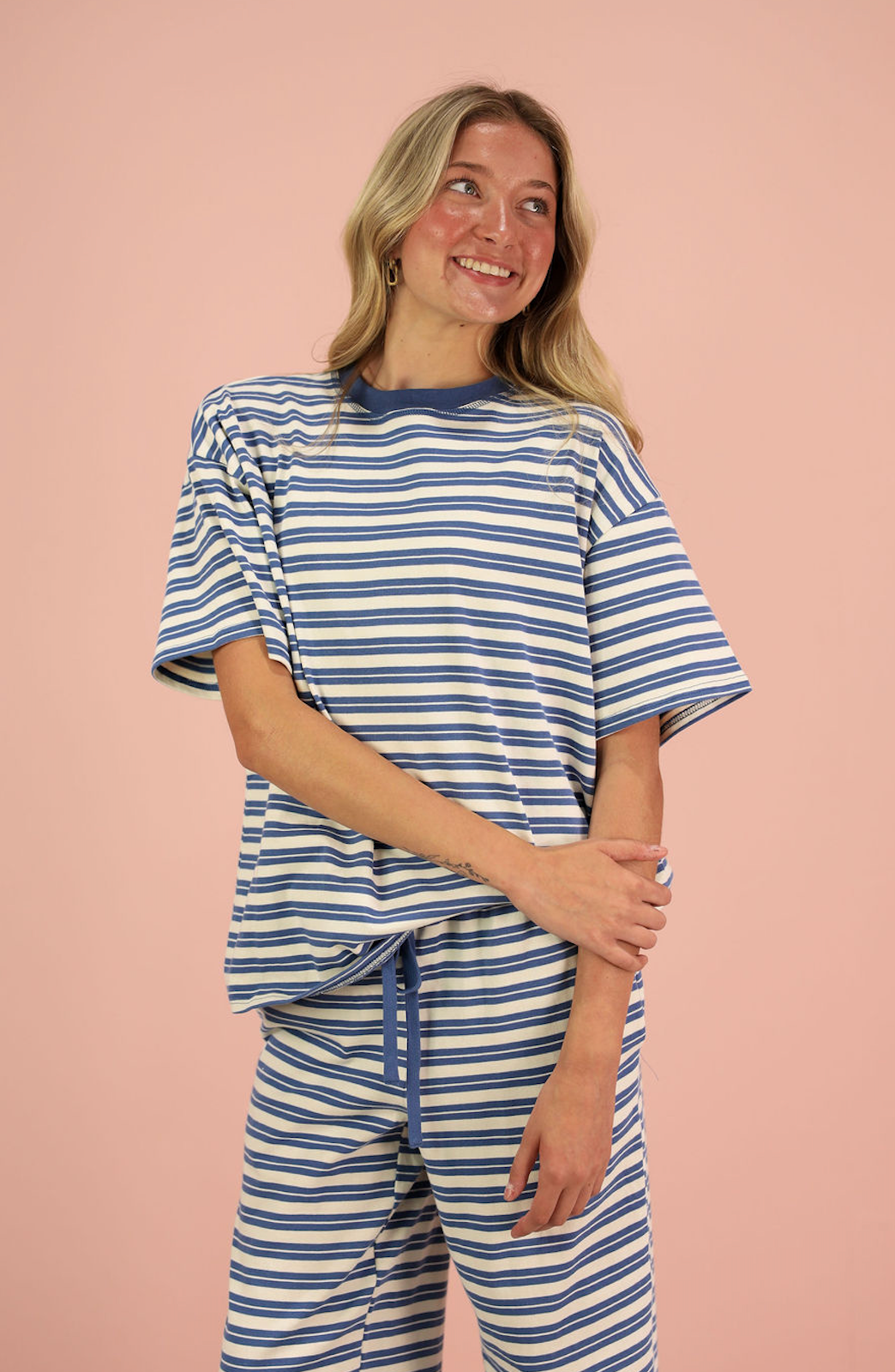 Double Striped T-shirt Blue/White