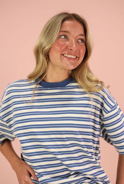 Double Striped T-shirt Blue/White