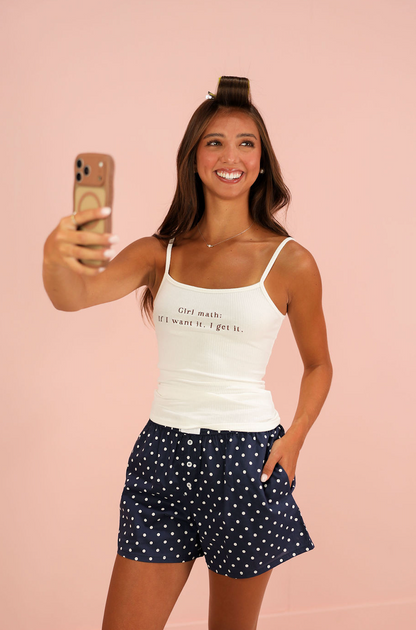 Navy Polka Dot Shorts