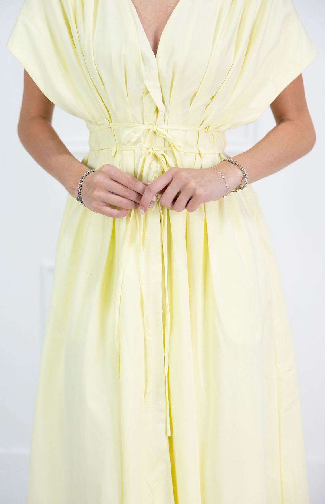 Butter Yellow Poplin Midi Dress