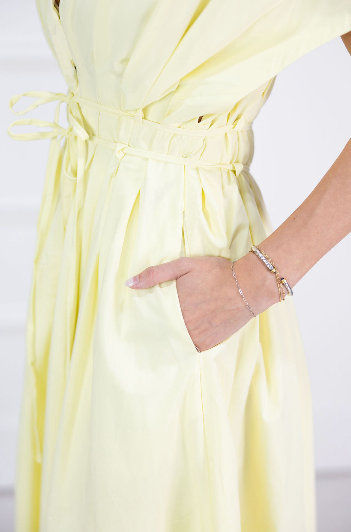 Butter Yellow Poplin Midi Dress