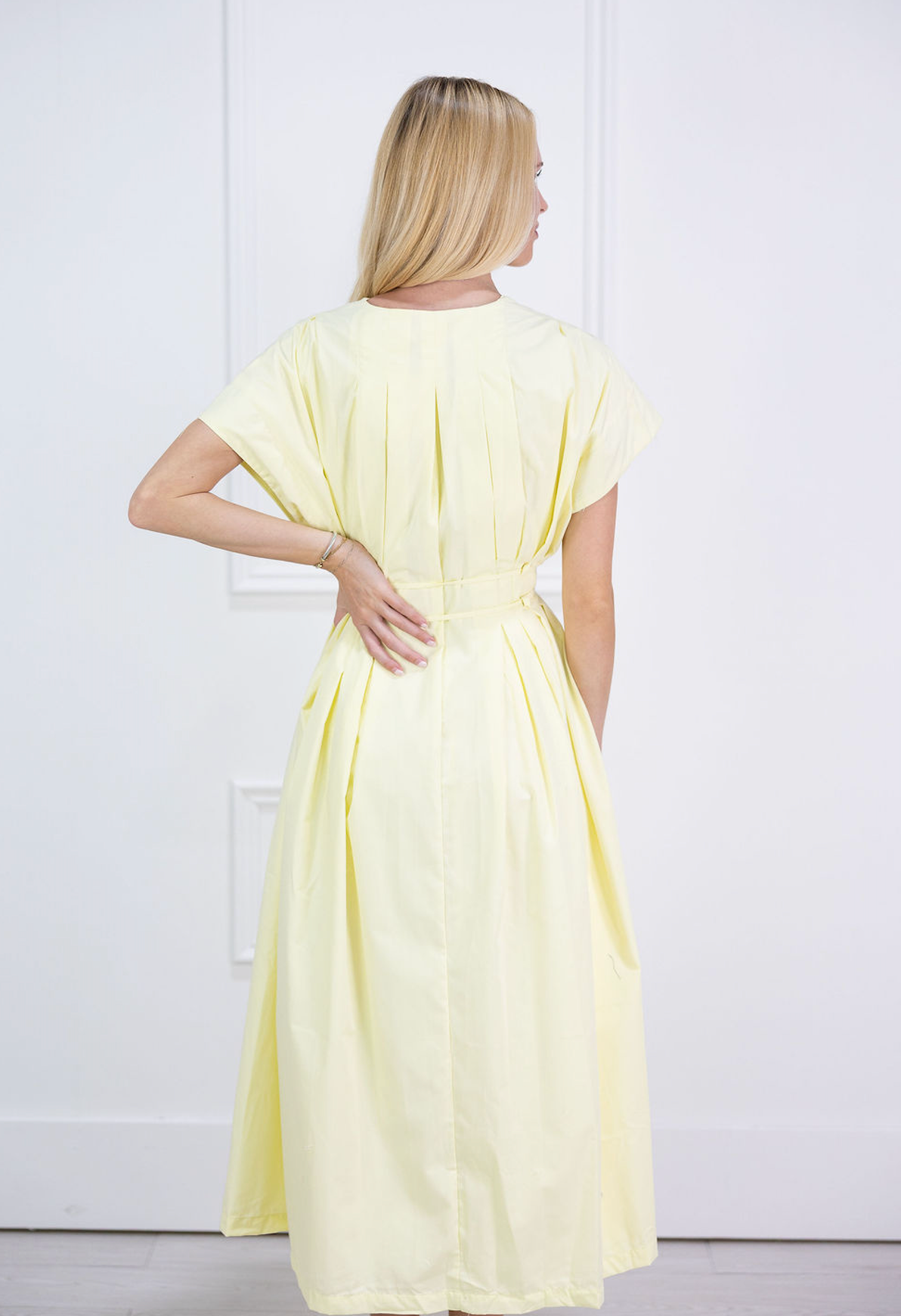 Butter Yellow Poplin Midi Dress