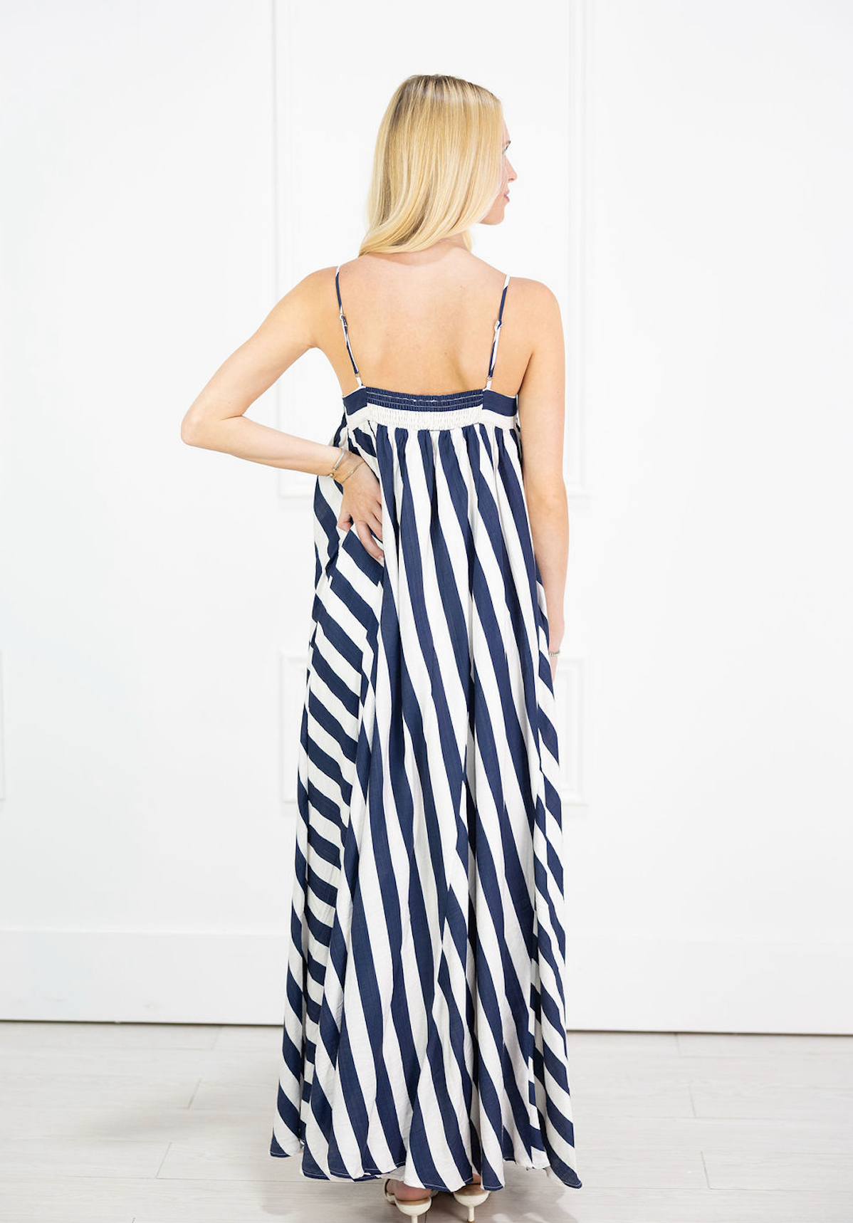 Shawna Striped Maxi Dress Navy