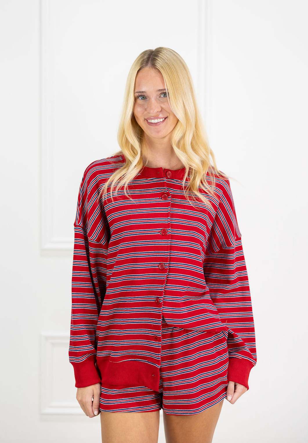 Red/Navy Stripe Jacket & Shorts Set of 2
