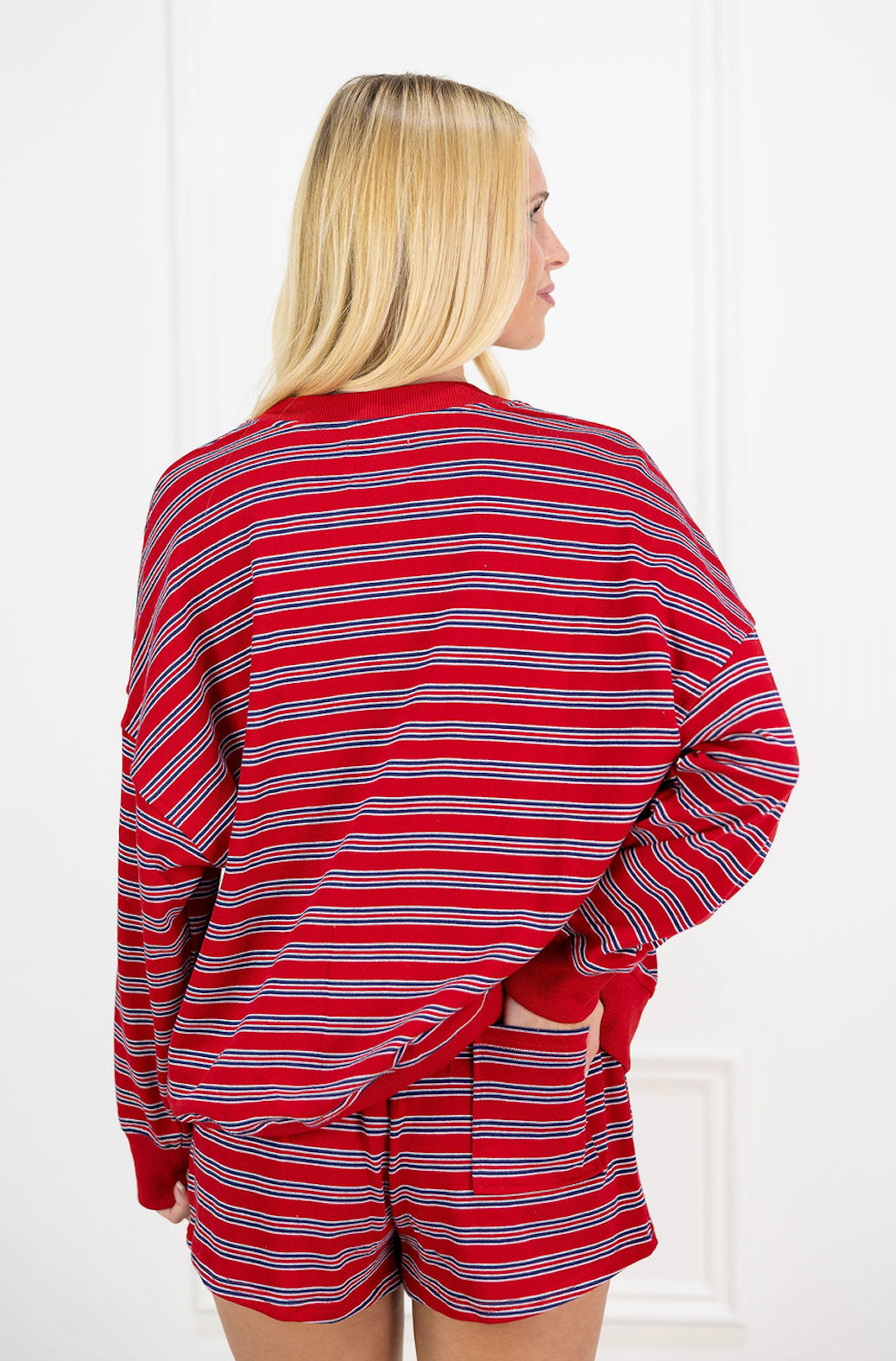 Red/Navy Stripe Jacket & Shorts Set of 2