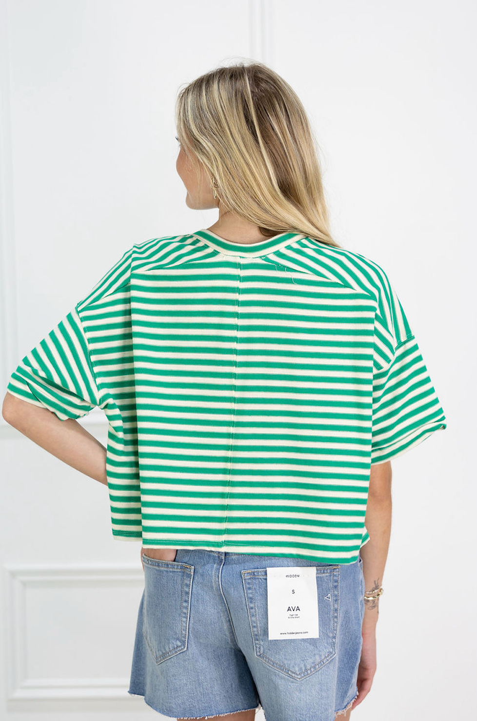 Striped Button Down Top Green