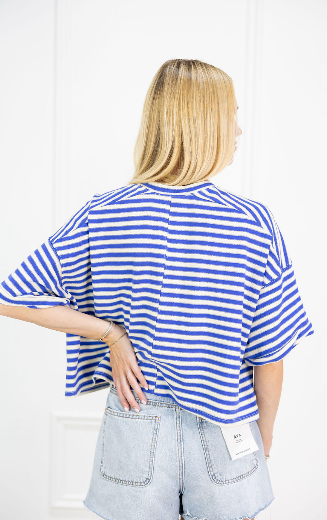 Striped Button Down Top Blue