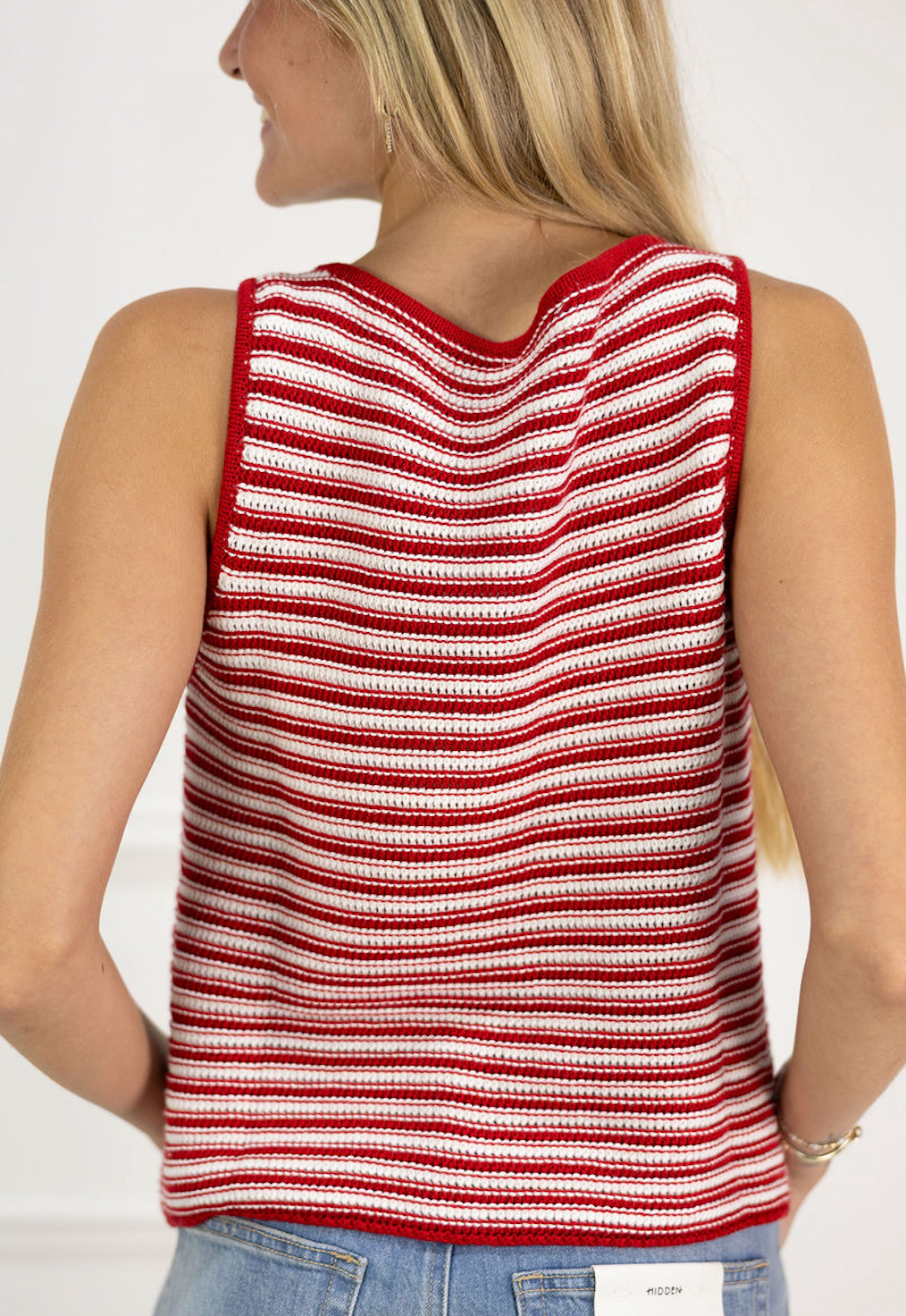 Red/Cream Stripe Knit Vest