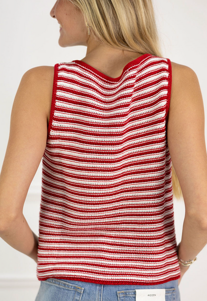 Red/Cream Stripe Knit Vest