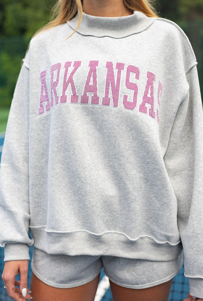Arkansas Red Seer Sucker Mock Grey